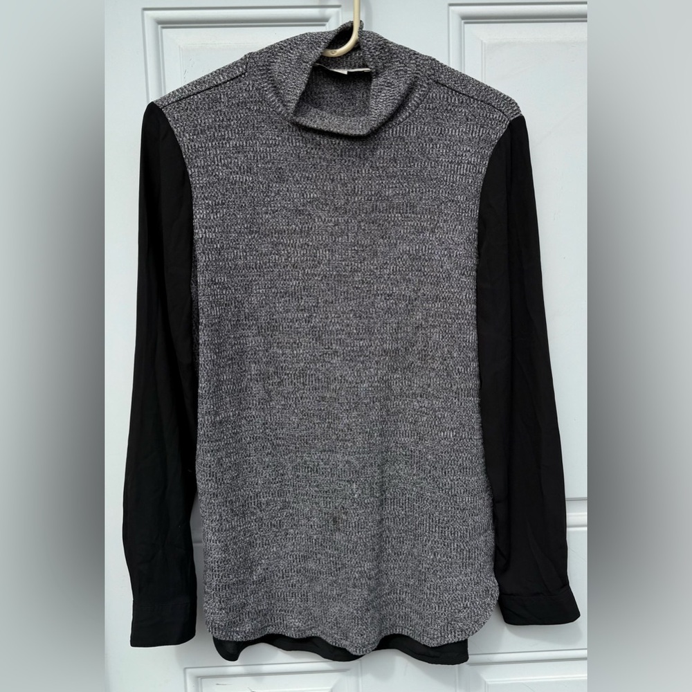 LOFT Charcoal and Black Knit Sweater